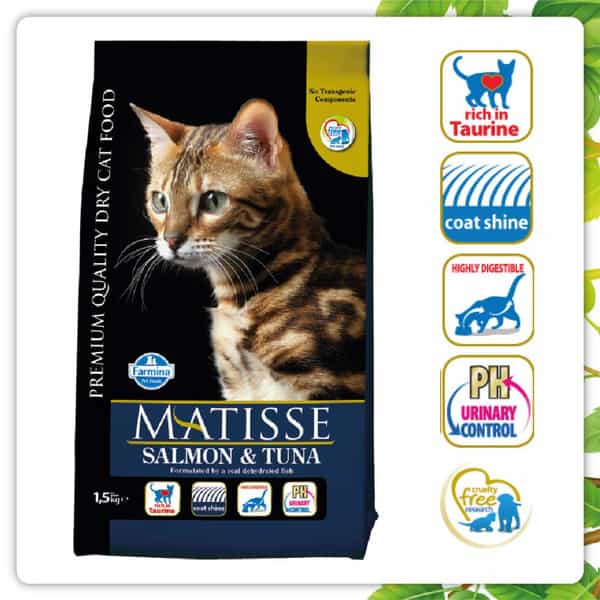 Matisse Farmina Pet Foods Dry Cat Food | Adult | 1.5-Kg | Salmon And Tuna (Pack Of 1)