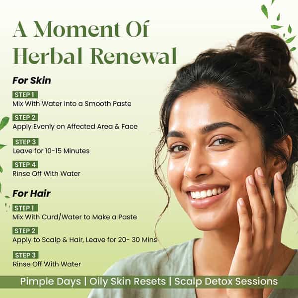 Raw Tatva Neem Powder For Acne Care| Skin Purification & Scalp Health | All Skin & Hair Types | 200G