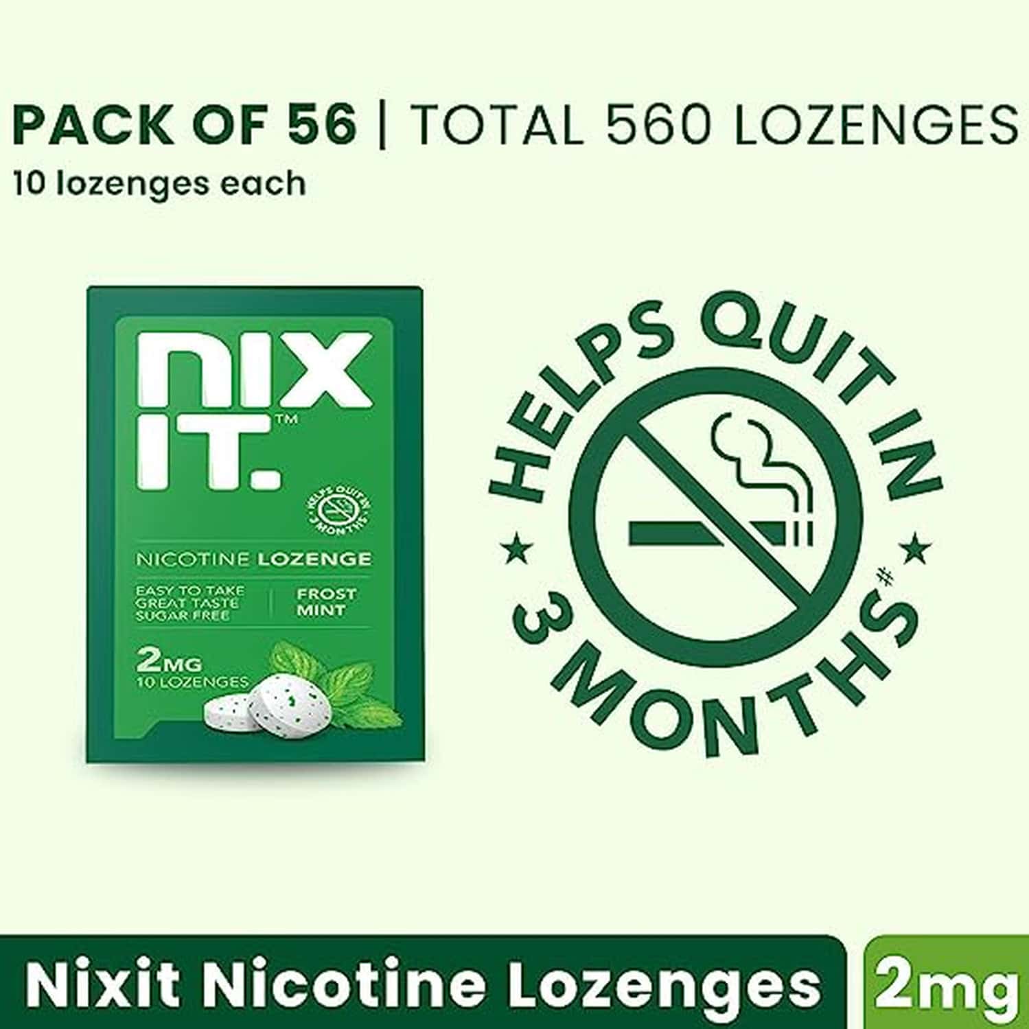 Buy NIXIT NICOTINE LOZENGE 2MG, FROST MINT FLAVORED SUGAR FREE, 10