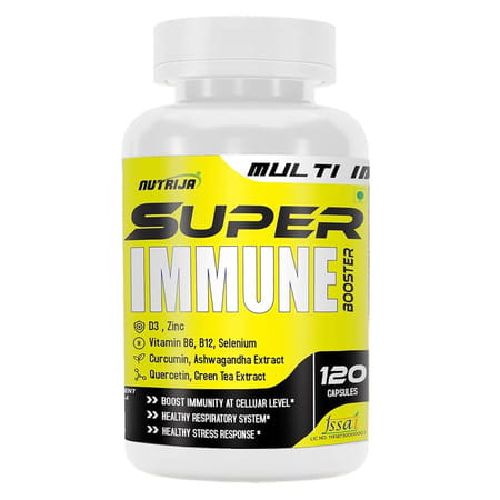 Nutrija Super Immune Booster - D3, Zinc, B6, B12, Curcumin, Quercetin, Herb Blends (120 Capsules)