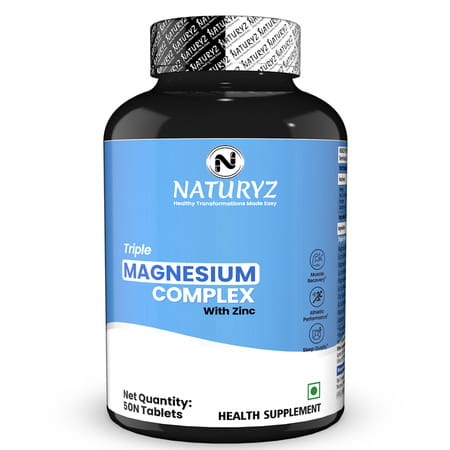 Naturyz Triple Magnesium Complex With Zinc Vitamin B6 For Muscle Recovery, Quality Sleep -50 Tablets
