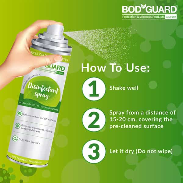 Bodyguard Multipurpose Alcohol Based Disinfectant Sanitizer Spray - Kills 99.9% Of Germs - 100Ml