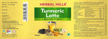 Herbal Hills Turmeric Latte 100 Gm Haldi Milk Powder Turmeric Milk Instant Mix (100 Gms Single Pack)