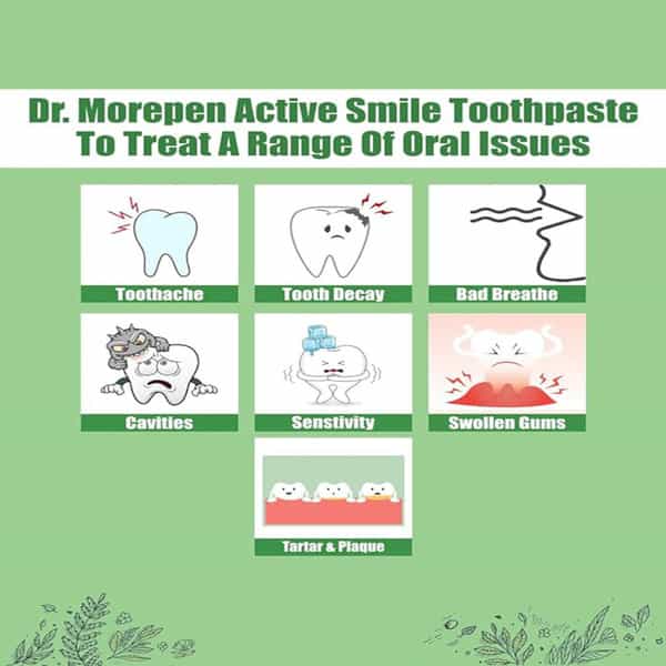 Dr. Morepen Active Smile | Tube | Herbal Toothpaste | 100 Gm | Free Bamboo Toothbrush | Pack Of 6