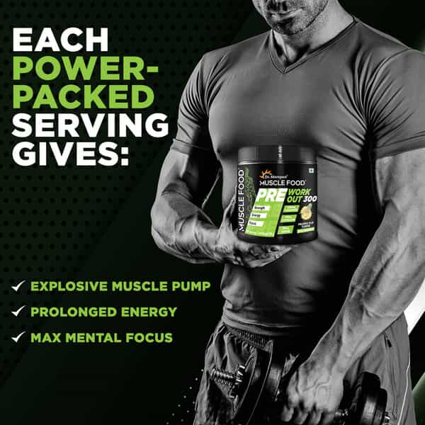 Dr. Morepen Muscle Food Pre Workout For Strength & Energy Pineapple - 250G