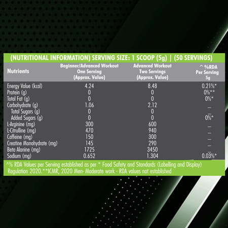 Dr. Morepen Muscle Food Pre Workout For Strength & Energy Pineapple - 250g