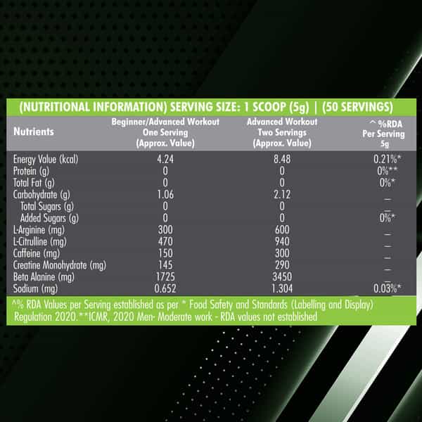 Dr. Morepen Muscle Food Pre Workout For Strength & Energy Pineapple - 250G