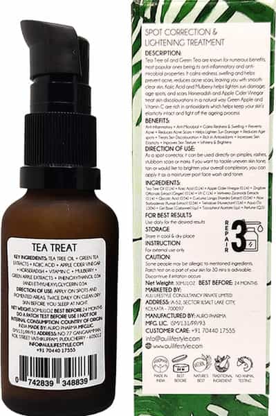 Auli Tea Treat Spot Removing Skin Brightening Acne Removing And Scar Preventing Formula - 30Ml