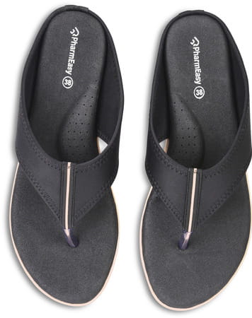 Pharmeasy Diabetic & Orthopedic Women Slippers (Fashion Range-1) Black Color Size 6