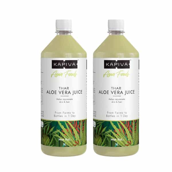 Kapiva Thar Aloe Vera Juice (With Pulp) 1L | Rejuvenates Skin And Hair |No Added Sugar (Pack Of 2)