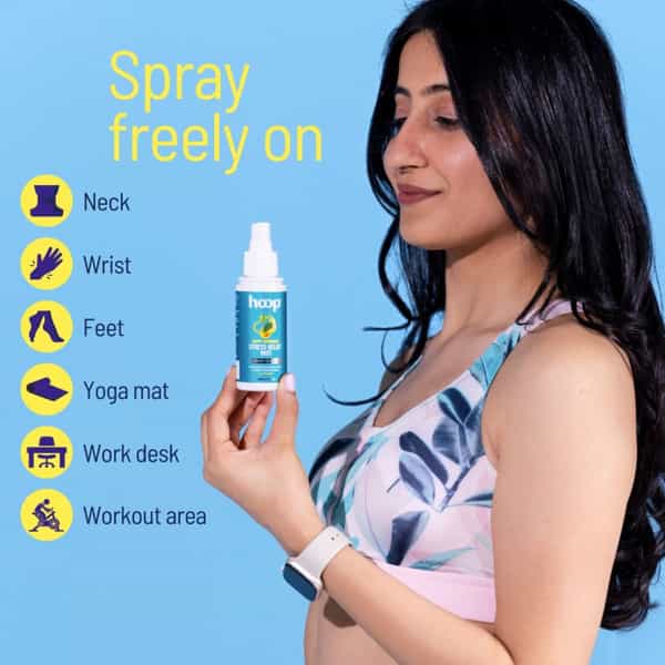 Hoop Stress Relief Mist - Eucalyptus Oil For Work Stress | Yoga Mat | Meditation & Energy (100 Ml)