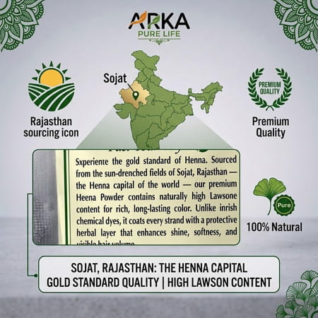 Arka Pure Life 100% Natural Henna Powder For Hair (200G)