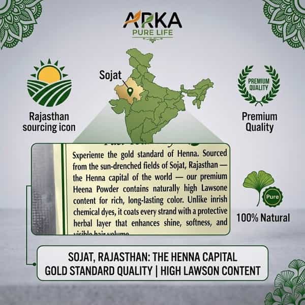 Arka Pure Life 100% Natural Henna Powder For Hair (200G)