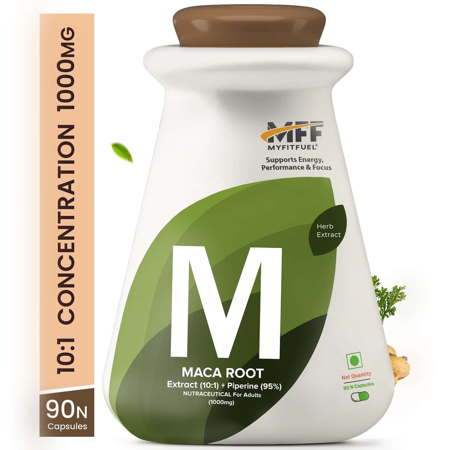 Myfitfuel Maca Root Extract (10:1)+ Piperine (95%) | 1000mg (90 Capsules) For Men & Women