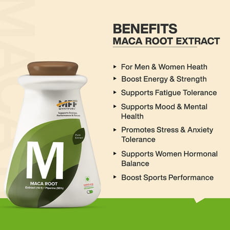 Myfitfuel Maca Root Extract (10:1)+ Piperine (95%) | 1000Mg (90 Capsules) For Men & Women