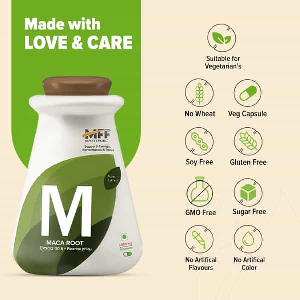 Myfitfuel Maca Root Extract (10:1)+ Piperine (95%) | 1000Mg (90 Capsules) For Men & Women