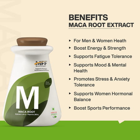 Myfitfuel Maca Root Extract (10:1)+ Piperine (95%) | 1000mg (90 Capsules) For Men & Women