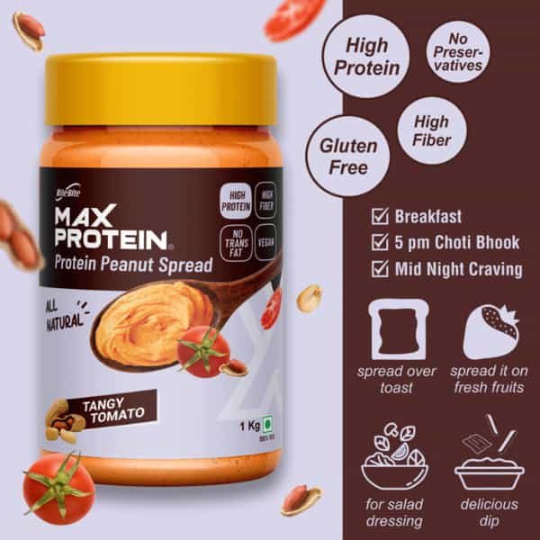 Max Protein Peanut Spread - Tangy Tomato [1 Kg] - Pack Of 1