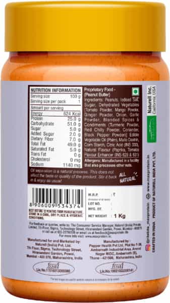 Max Protein Peanut Spread - Tangy Tomato [1 Kg] - Pack Of 1