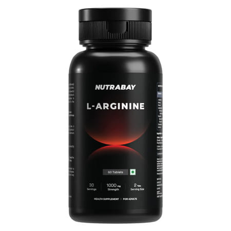 Nutrabay Pro L-Arginine Tablets | Improve Endurance | Promote Muscle Pump | 1000mg - 60 Veg Tablets