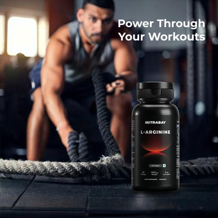 Nutrabay Pro L-Arginine Tablets | Improve Endurance | Promote Muscle Pump | 1000mg - 60 Veg Tablets