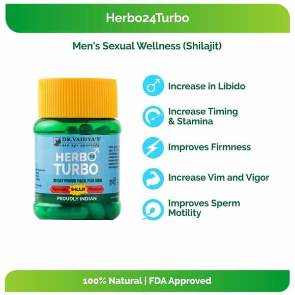 Dr. Vaidya's Ayurvedic Male Wellness Pack | Buy 2 Herbo24turbo & Get 1 Shilajit Oil Free