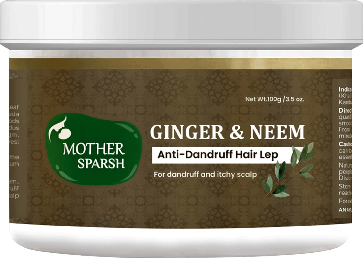 Mother Sparsh Ginger & Neem Anti Dandruff Hair Lep | Helps Control Dandruff & Itchy Scalp-100gm