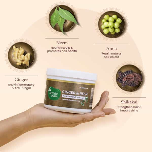 Mother Sparsh Ginger & Neem Anti Dandruff Hair Lep | Helps Control Dandruff & Itchy Scalp-100Gm