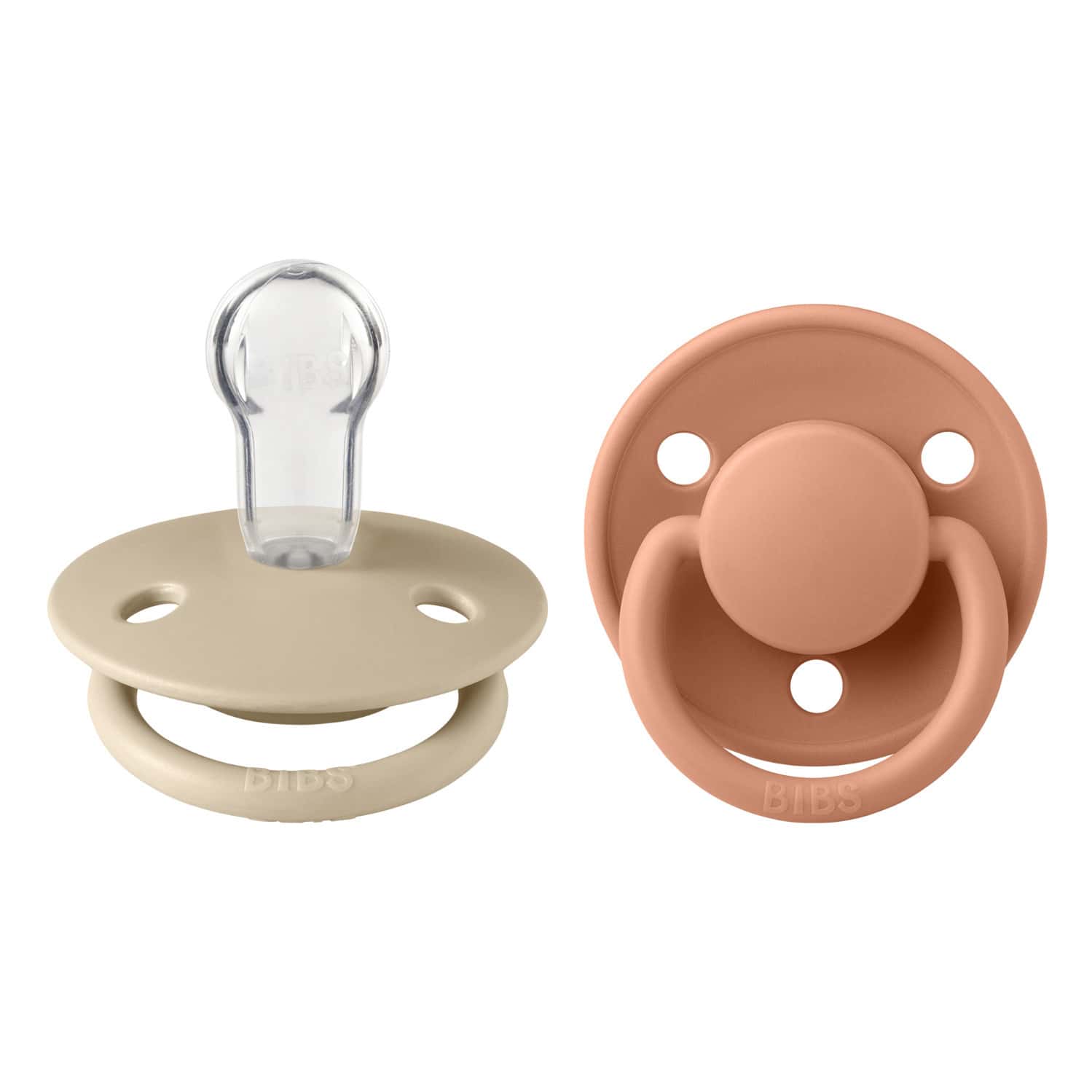 Bibs De Lux 2 Pack Silicone Onesize Vanilla/Peach - 0-3 Years