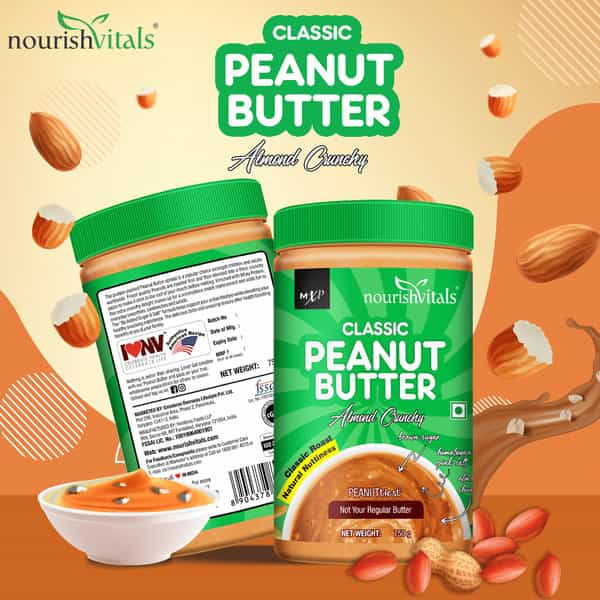 Nourishvitals Irresistibly Tasty Combo Classic Peanut Butter (Almonds Chocolate) (750Gm Each)