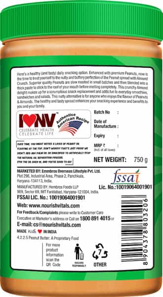 Nourishvitals Irresistibly Tasty Combo Classic Peanut Butter (Almonds Chocolate) (750Gm Each)