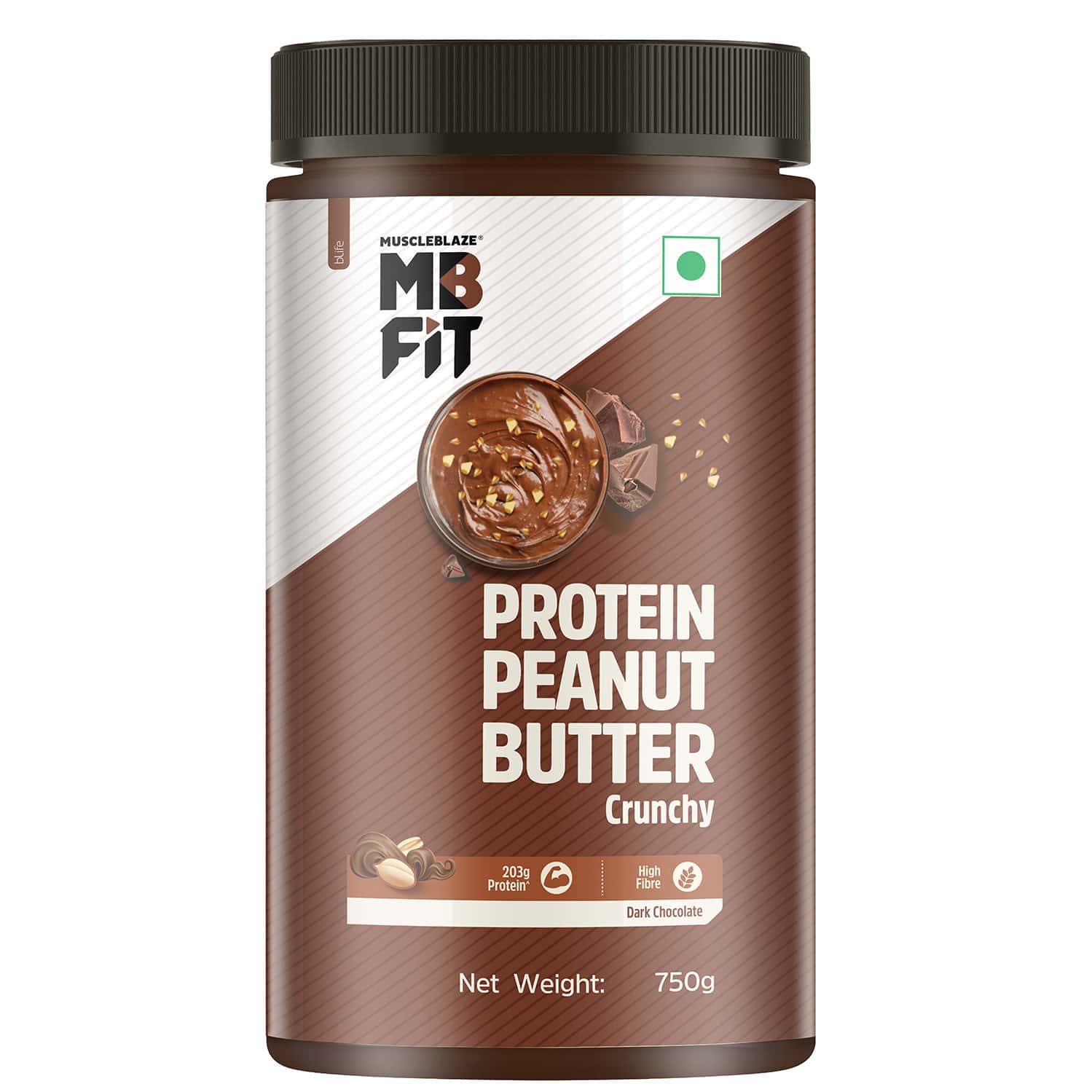 Muscleblaze Fit High Protein Peanut Butter | Crunchy (dark Chocolate Spread | 750g) | 27g Protein