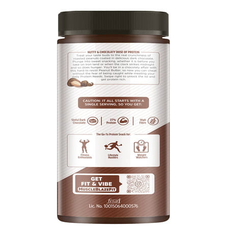 Muscleblaze Fit High Protein Peanut Butter | Crunchy (Dark Chocolate Spread | 750G) | 27G Protein