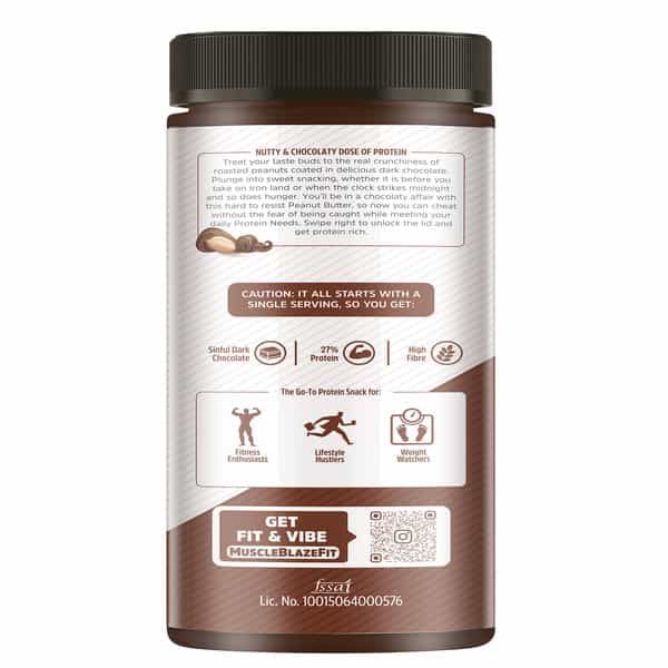 Muscleblaze Fit High Protein Peanut Butter | Crunchy (Dark Chocolate Spread | 750G) | 27G Protein