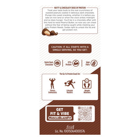 Muscleblaze Fit High Protein Peanut Butter | Crunchy (Dark Chocolate Spread | 750G) | 27G Protein