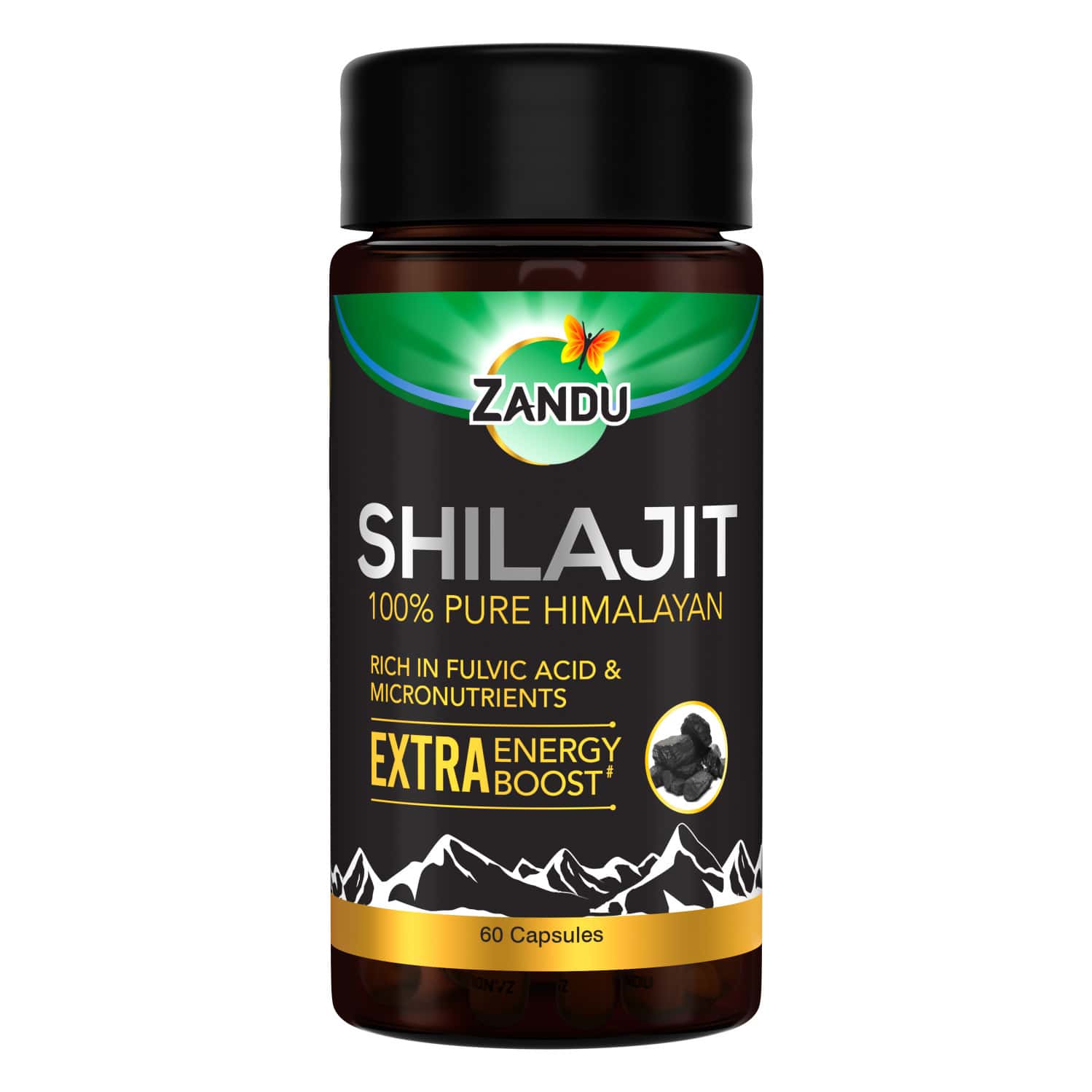 Zandu Shilajit | Extra Energy Boost | 100% Pure Himalayan | Lab Tested | Capsule 60 No's