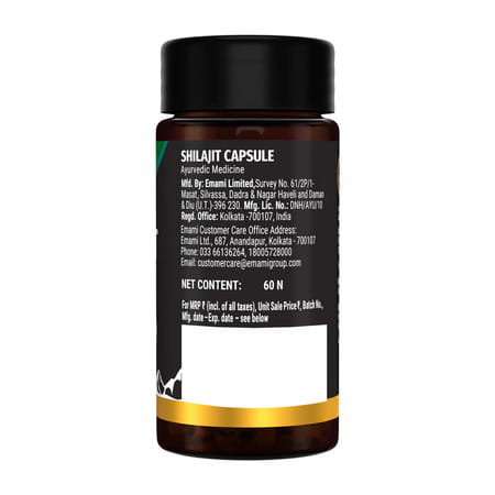 Zandu Shilajit | Extra Energy Boost | 100% Pure Himalayan | Lab Tested | Capsule 60 No'S