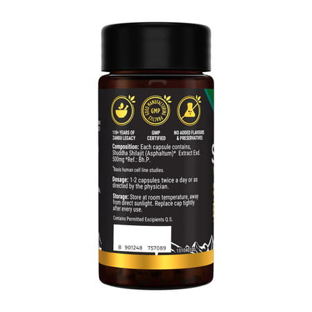 Zandu Shilajit | Extra Energy Boost | 100% Pure Himalayan | Lab Tested | Capsule 60 No'S