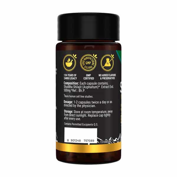 Zandu Shilajit | Extra Energy Boost | 100% Pure Himalayan | Lab Tested | Capsule 60 No's
