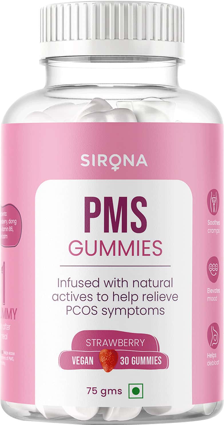Sirona Pms Strawberry Flavoured Gummies For Women (Pack Of 30)