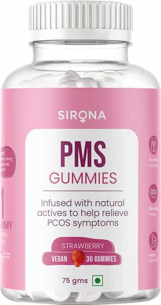 Sirona Pms Strawberry Flavoured Gummies For Women (Pack Of 30)