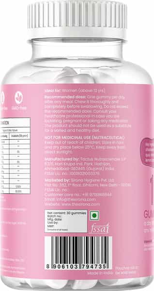 Sirona Pms Strawberry Flavoured Gummies For Women (Pack Of 30)