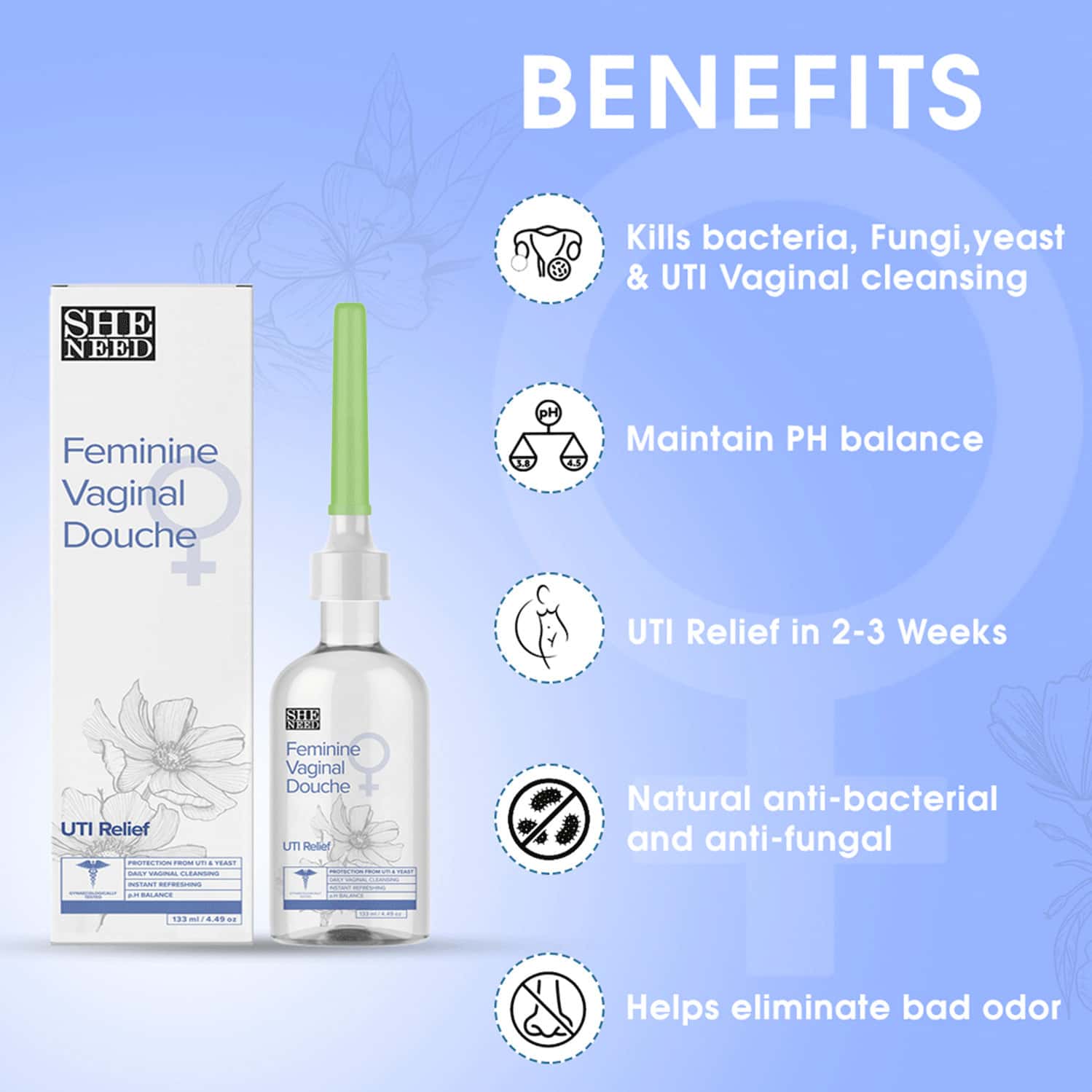 Buy SHENEED FEMININE VAGINAL DOUCHE UTI RELIEF 133ML Online & Get