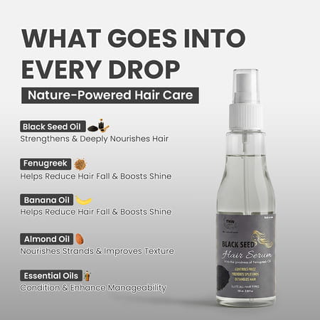 Tnw-The Natural Wash Black Seed Hair Serum - Controls Frizz - 100 Ml