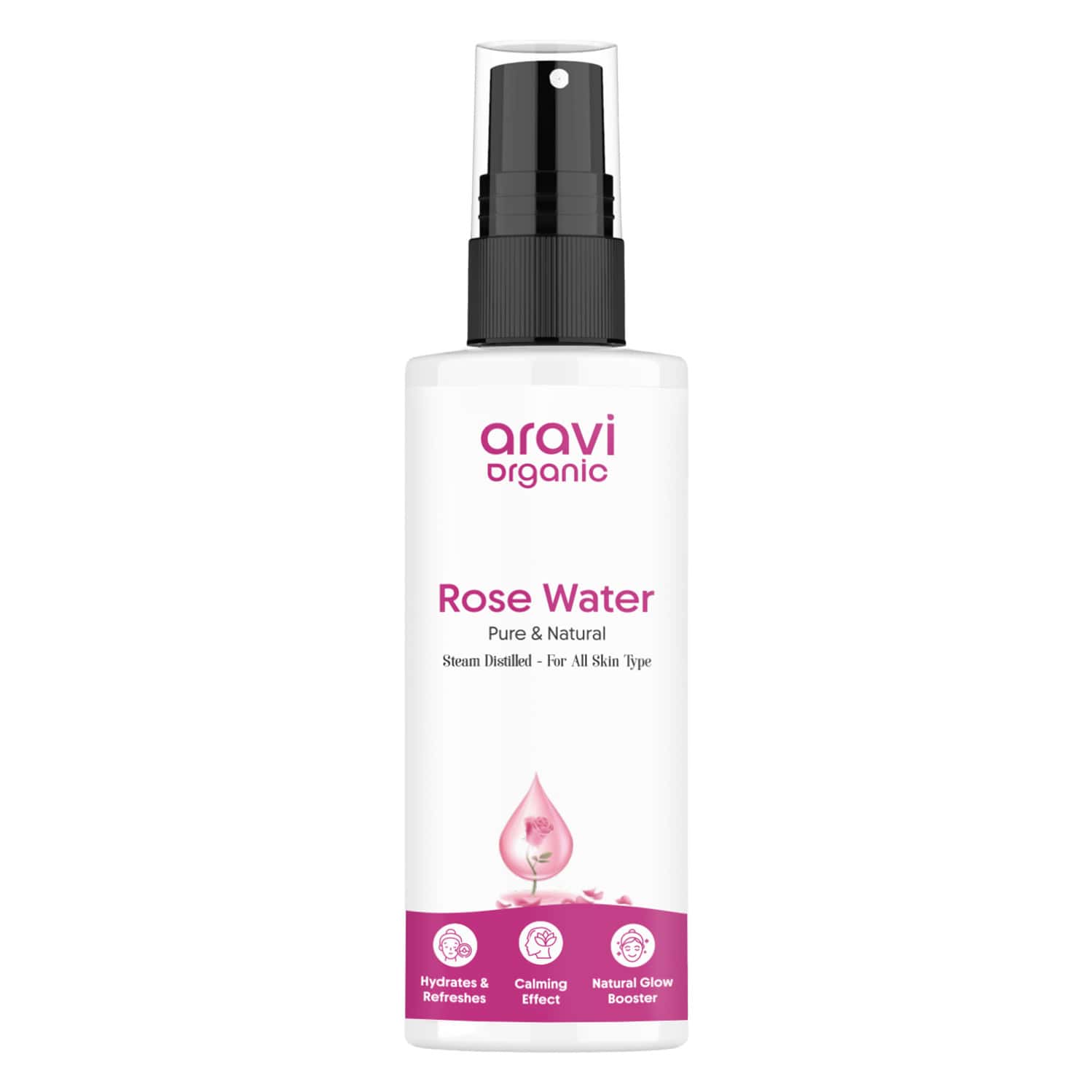 Aravi Organic Rose Water (gulab Jal) Toner - Refreshes | Hydrates & Soothes Skin - 150ml