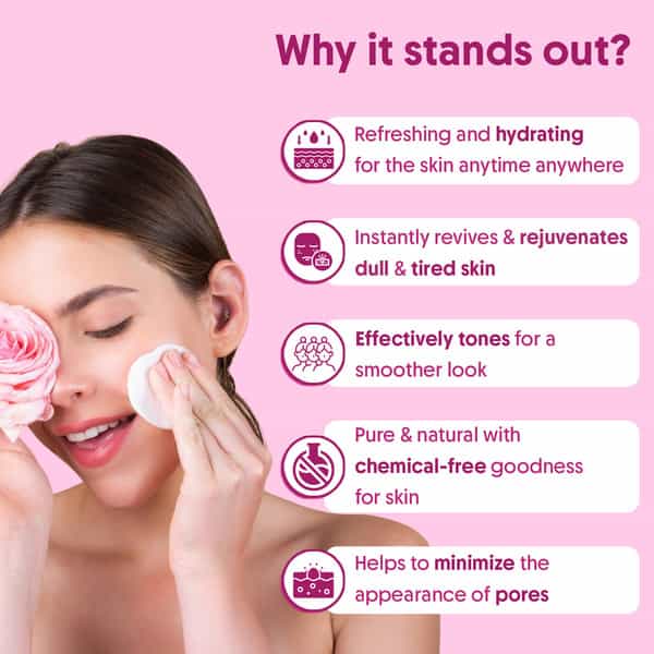 Aravi Organic Rose Water (Gulab Jal) Toner - Refreshes | Hydrates & Soothes Skin - 150Ml