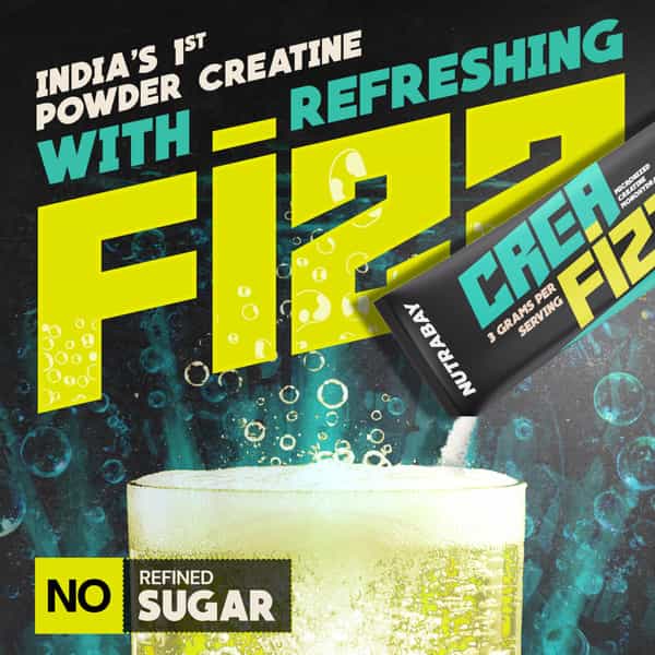 Nutrabay Creafizz Effervescent Powder | Rapid Absorption | Lemon Flavour| 15 Sachets (105G)