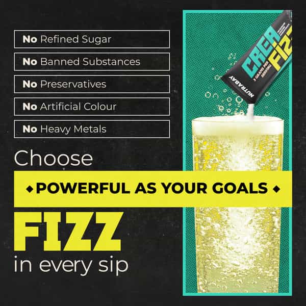 Nutrabay Creafizz Effervescent Powder | Rapid Absorption | Lemon Flavour| 15 Sachets (105G)