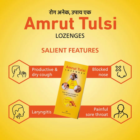 Amrut Tulsi Lozenges (Honey Lemon 10 Strips)