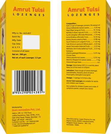 Amrut Tulsi Lozenges (Honey Lemon 10 Strips)